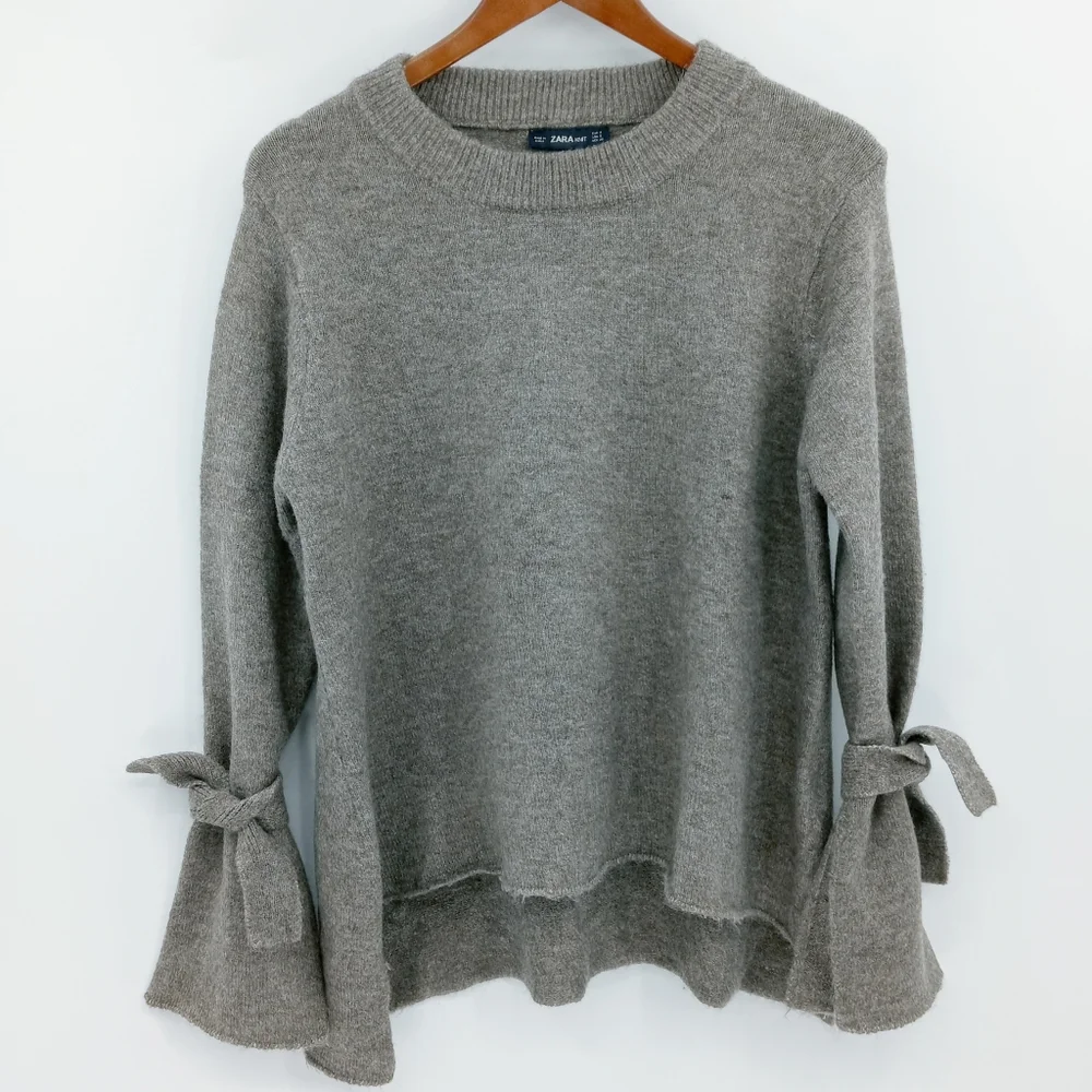 Zara Knit Tie Sleeve Sweater - Picture 2 of 15